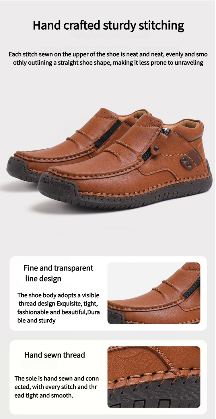 ⏰Limited Time Sale 50% OFF - Men’s Handmade Premium Leather Slip-On Driving Boots – Wide Toe, Arch Support